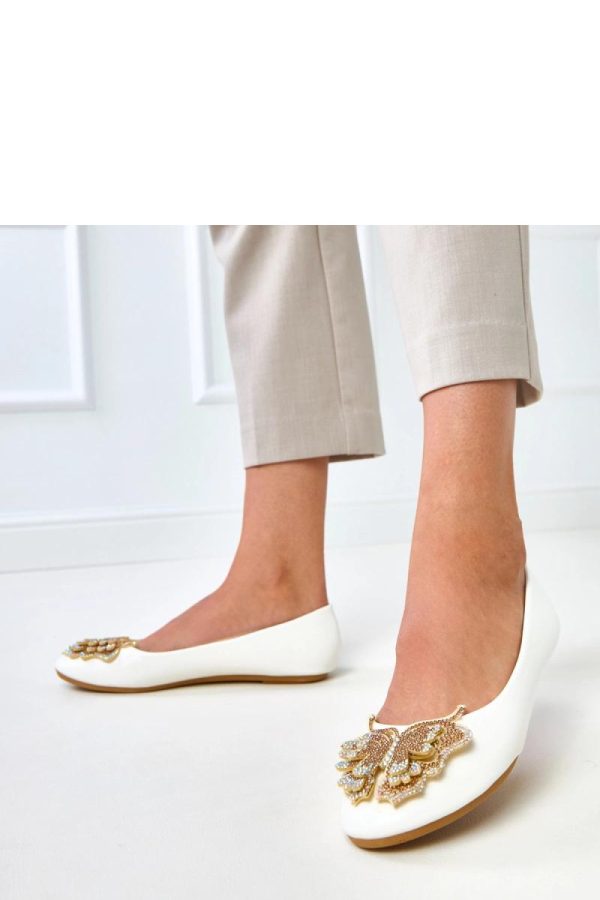 White Ballet Flats.Fabric and Footbed