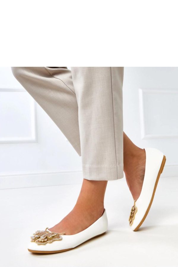 White Ballet Flats.Fabric and Footbed