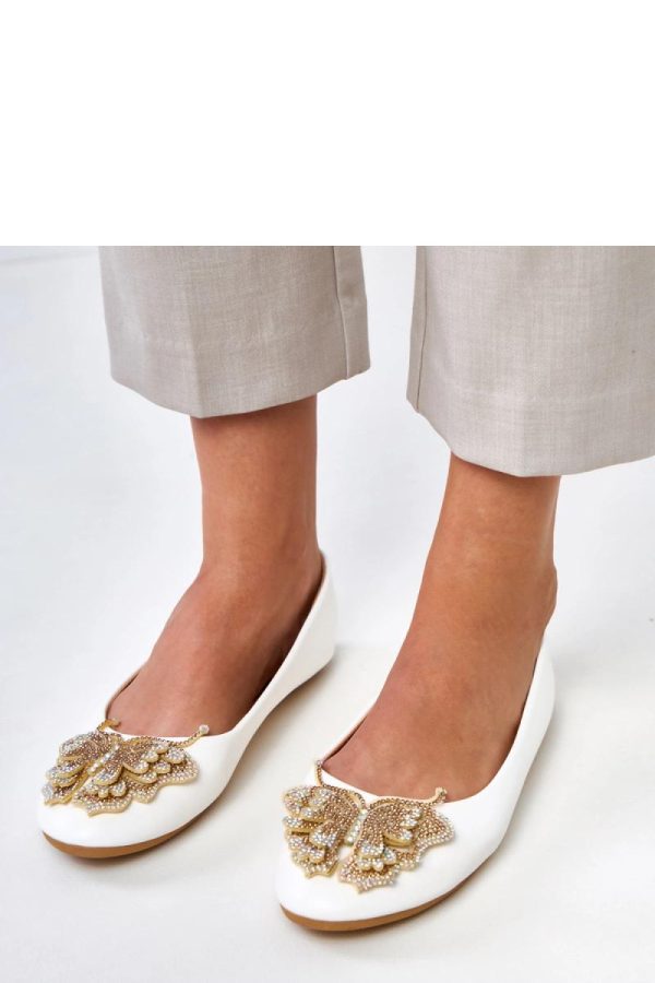 White Ballet Flats.Fabric and Footbed