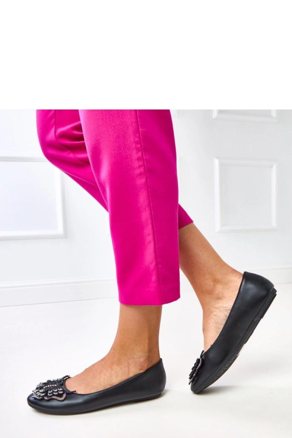 Black Ballet Flats.Fabric and Footbed