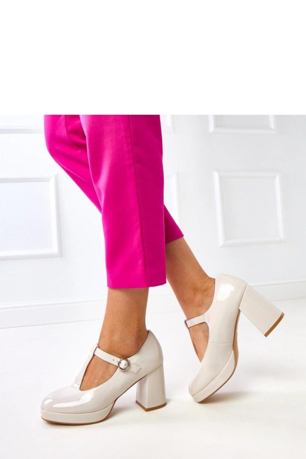 Beige Heeled Low Shoes....Fabric, Footbed and Heel Height