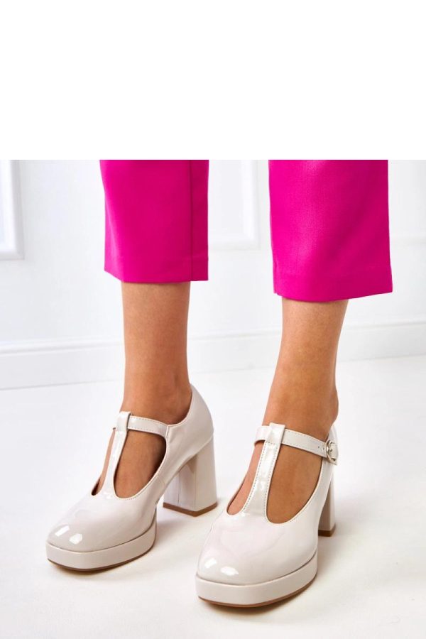 Beige Heeled Low Shoes....Fabric, Footbed and Heel Height