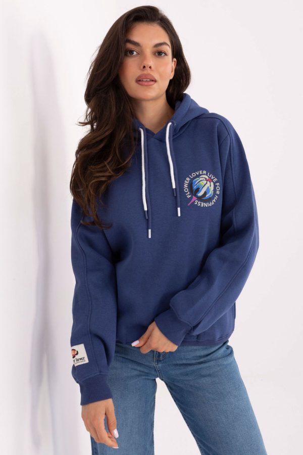 Blue Sweatshirt in Sweatshirts For Women with Cotton and Polyester