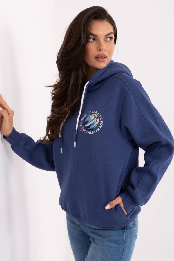 Blue Sweatshirt in Sweatshirts For Women with Cotton and Polyester