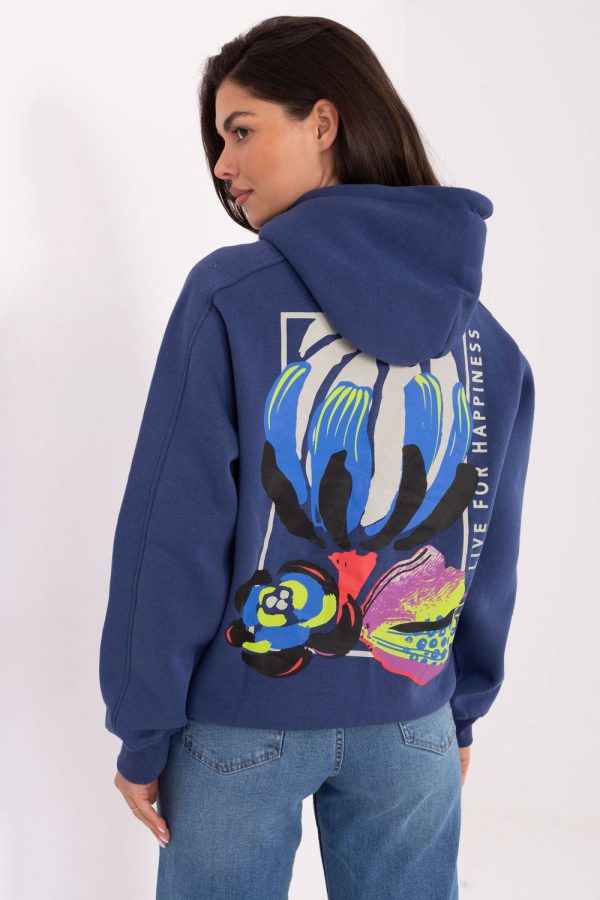 Blue Sweatshirt in Sweatshirts For Women with Cotton and Polyester
