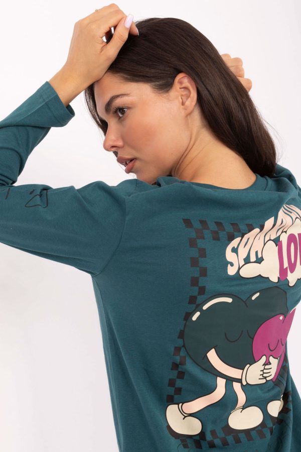 Green Blouse in Women`s Blouses, Tunics with Cotton