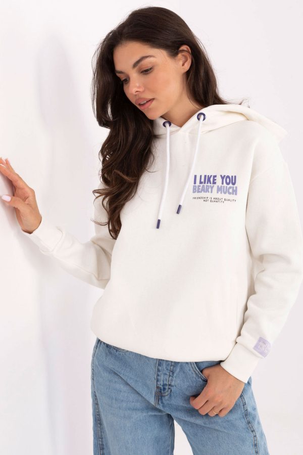 White Sweatshirt in Sweatshirts For Women with Cotton and Polyester