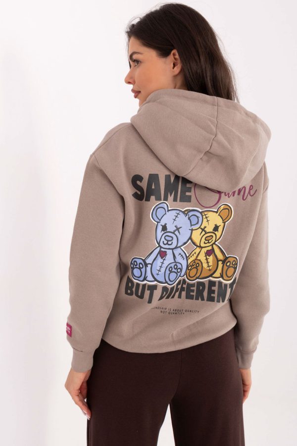 Beige Sweatshirt in Sweatshirts For Women with Cotton and Polyester