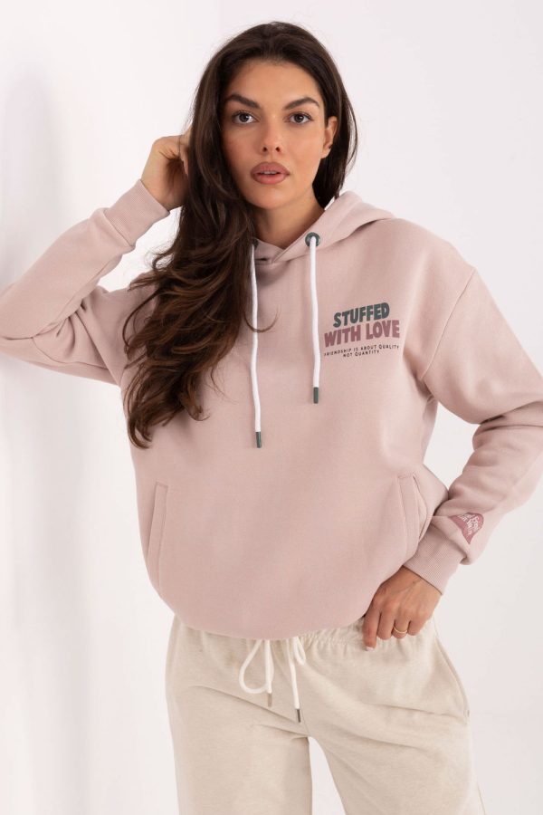 Pink Sweatshirt in Sweatshirts For Women with Cotton and Polyester