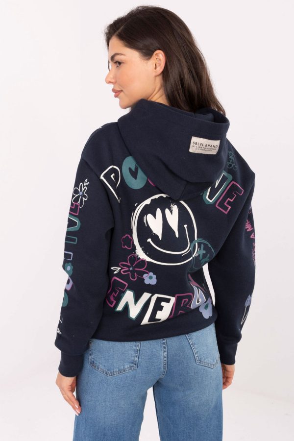 Navy Blue Sweatshirt in Sweatshirts For Women with Cotton and Polyester