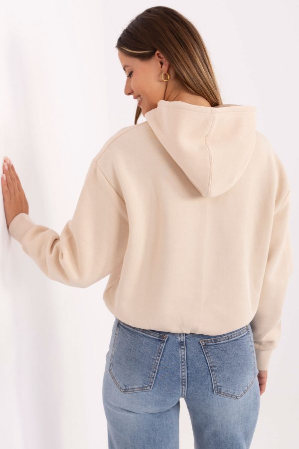 Beige Sweatshirt in Sweatshirts For Women with Cotton and Polyester