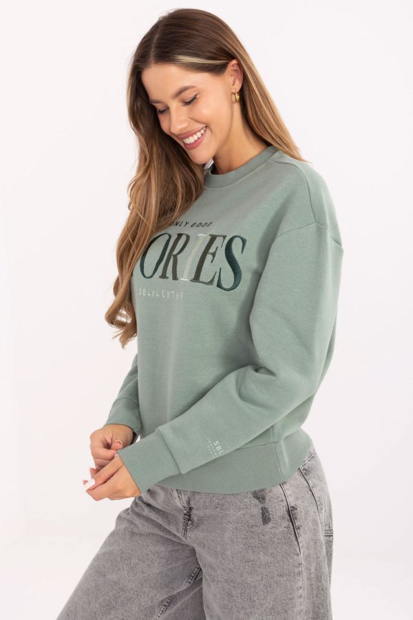 Green Sweatshirt in Sweatshirts For Women with Cotton and Polyester