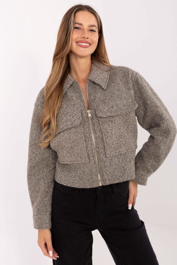 Grey Jacket in Women`s Coats, Jackets with Polyester