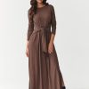 Brown Daydress in Day Dresses with Spandex and Viscose