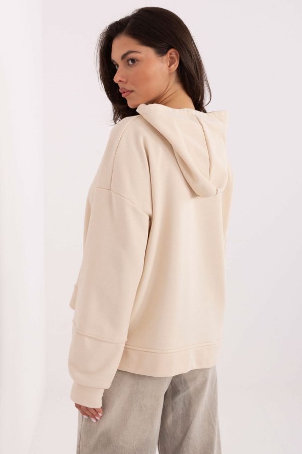 Beige Sweatshirt in Sweatshirts For Women with Cotton and Polyester