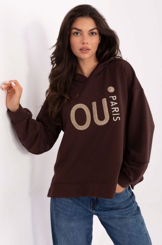 Brown Sweatshirt in Sweatshirts For Women with Cotton and Polyester