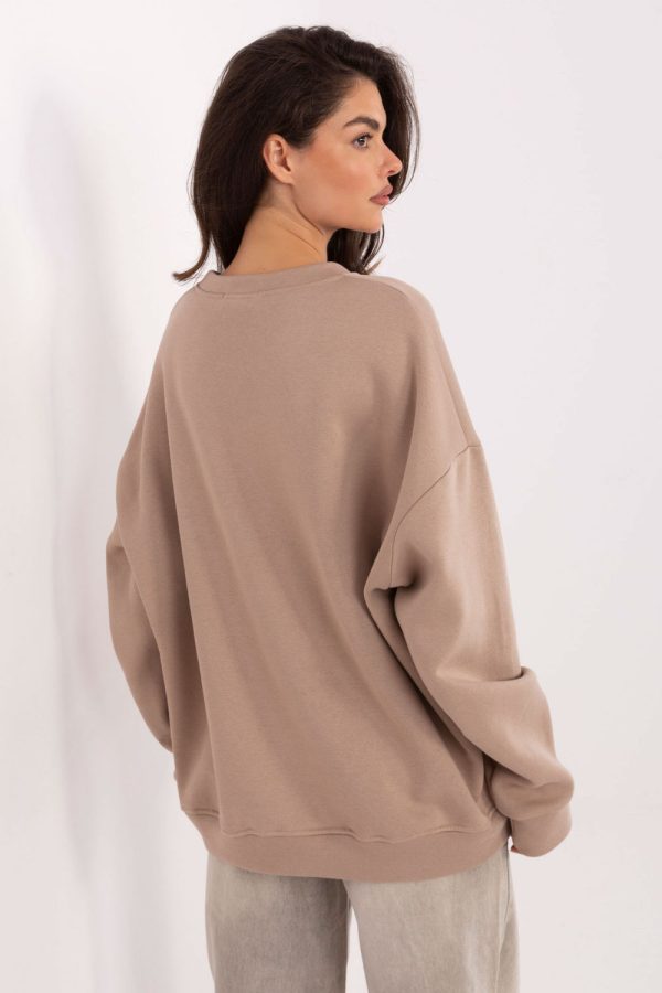 Beige Sweatshirt in Sweatshirts For Women with Cotton and Polyester