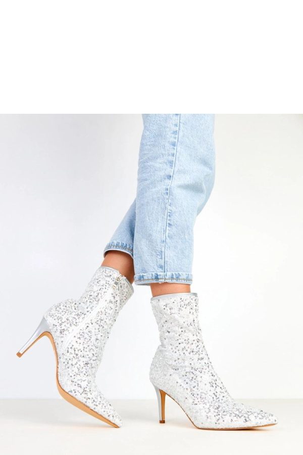 Grey Heel Boots in Women`s Ankle Boots & Booties with Fabric, Footbed, Upper Height and Heel Height