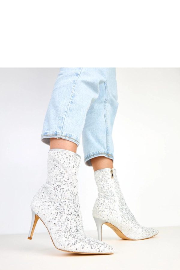 Grey Heel Boots in Women`s Ankle Boots & Booties with Fabric, Footbed, Upper Height and Heel Height