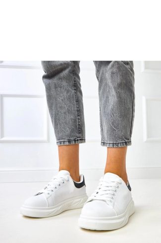 White Sport Shoes in Women`s Athletic Shoes, Trainers, Sneakers with Fabric, Footbed and Platform Height