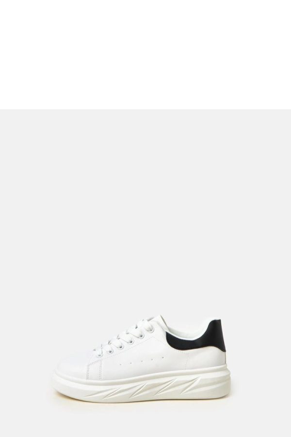 White Sport Shoes in Women`s Athletic Shoes, Trainers, Sneakers with Fabric, Footbed and Platform Height