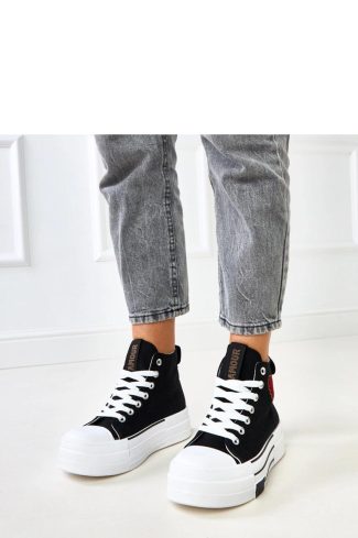 1094414 Black Sneakers in Women`s Athletic Shoes, Trainers, Sneakers with Fabric, Footbed and Platform Height