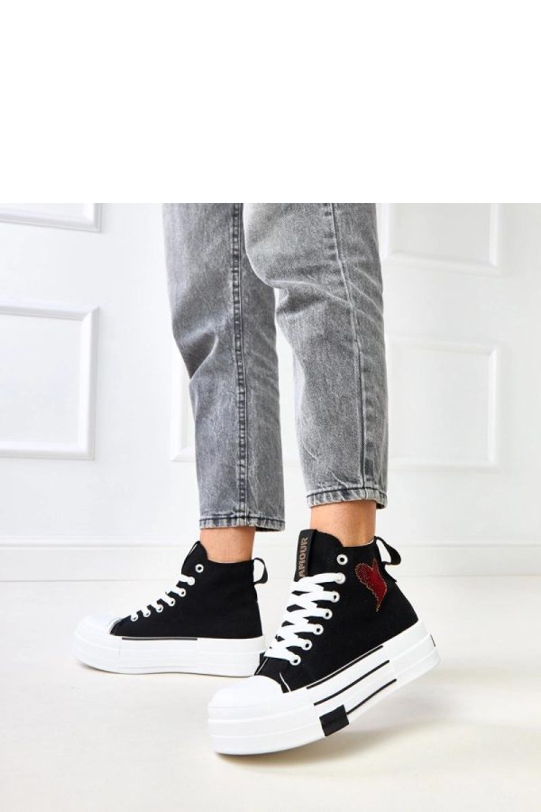 Black Sneakers in Women`s Athletic Shoes, Trainers, Sneakers with Fabric, Footbed and Platform Height