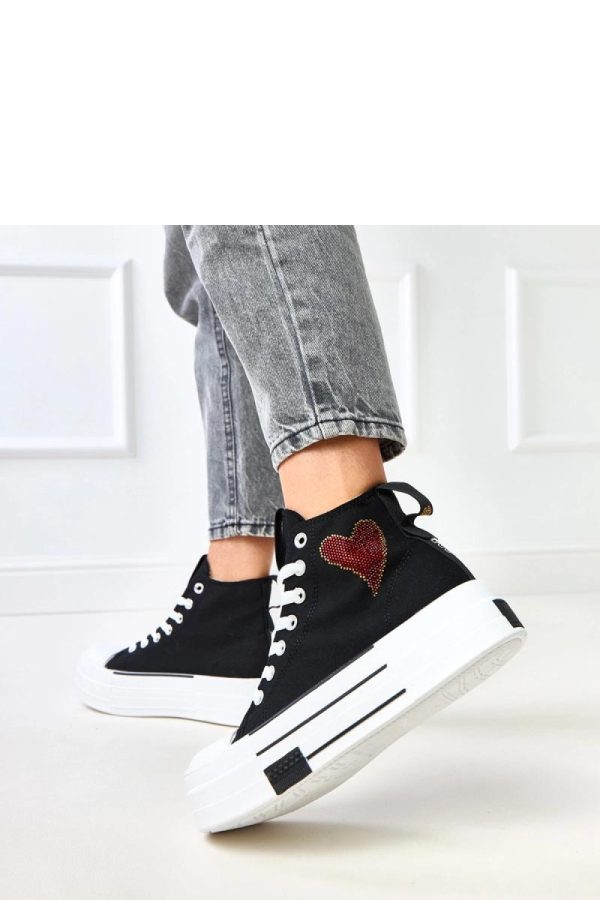 Black Sneakers in Women`s Athletic Shoes, Trainers, Sneakers with Fabric, Footbed and Platform Height