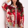 1094479 Red Long Sleeve Shirt in Shirts For Women with Polyester and Viscose