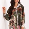Green Long Sleeve Shirt in Shirts For Women with Polyester and Viscose