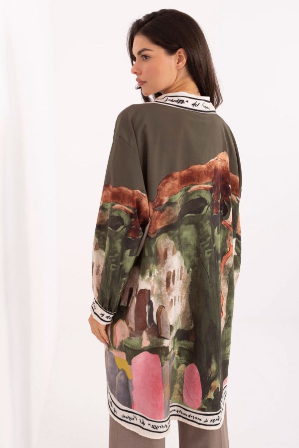 Green Long Sleeve Shirt in Shirts For Women with Polyester and Viscose