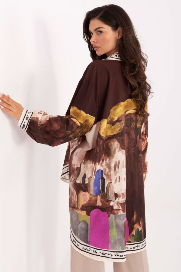 Brown Long Sleeve Shirt in Shirts For Women with Polyester and Viscose