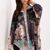 Black Long Sleeve Shirt in Shirts For Women with Polyester and Viscose