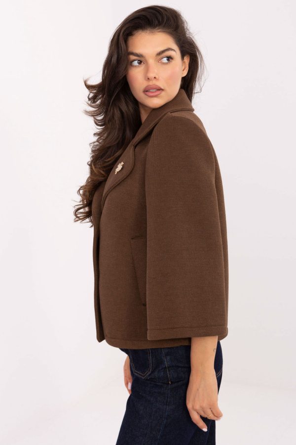 Brown Coat in Women`s Coats, Jackets with Spandex, Polyester and Viscose