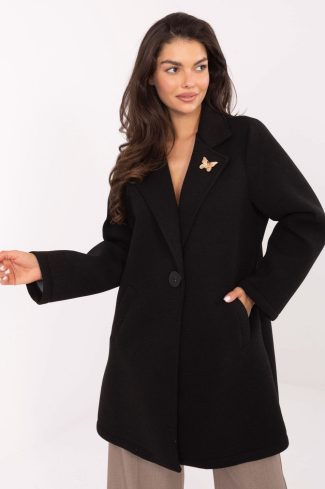 Black Coat in Women`s Coats, Jackets with Spandex, Polyester and Viscose