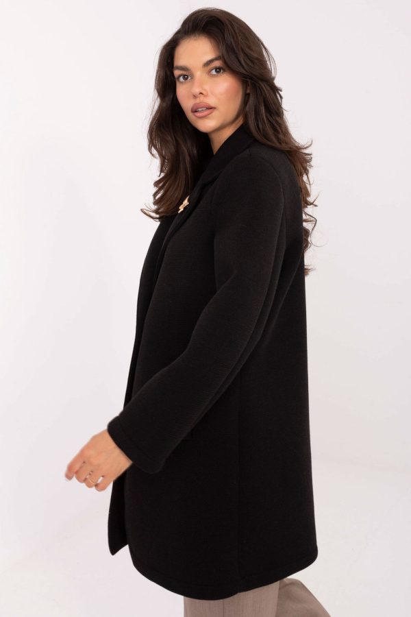 Black Coat in Women`s Coats, Jackets with Spandex, Polyester and Viscose