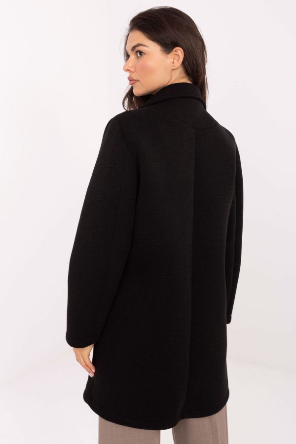 Black Coat in Women`s Coats, Jackets with Spandex, Polyester and Viscose