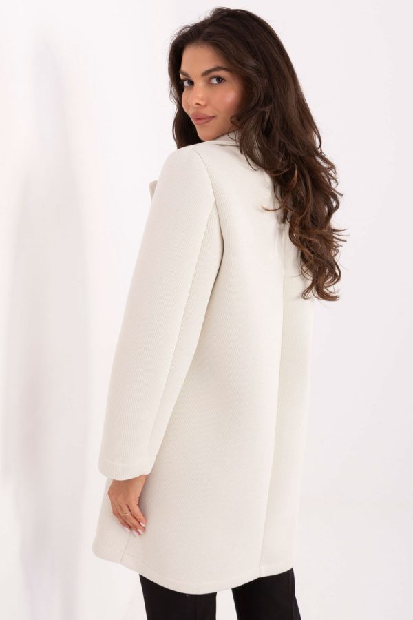 Beige Coat in Women`s Coats, Jackets with Spandex, Polyester and Viscose