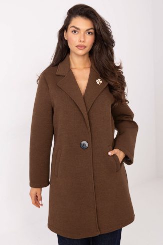 Brown Coat in Women`s Coats, Jackets with Spandex, Polyester and Viscose