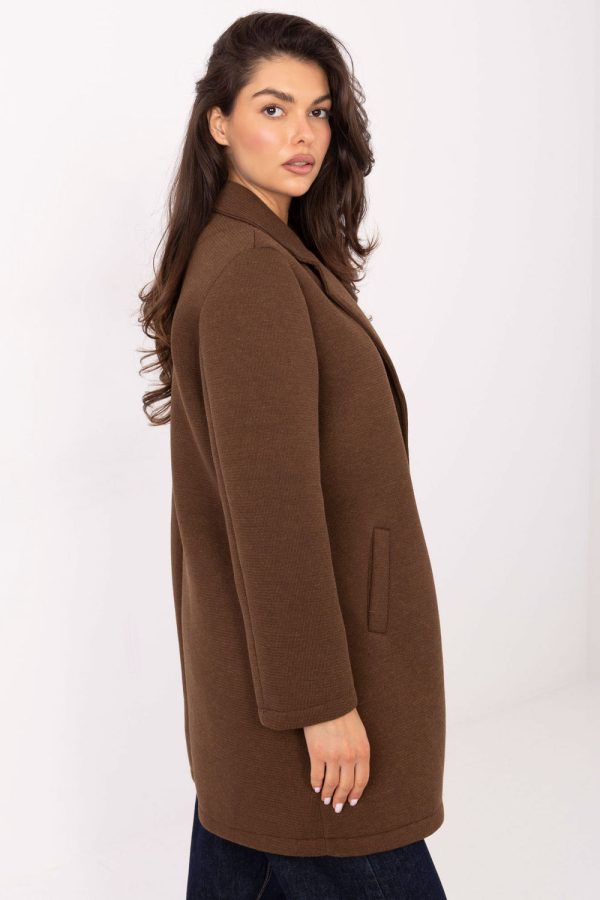 Brown Coat in Women`s Coats, Jackets with Spandex, Polyester and Viscose