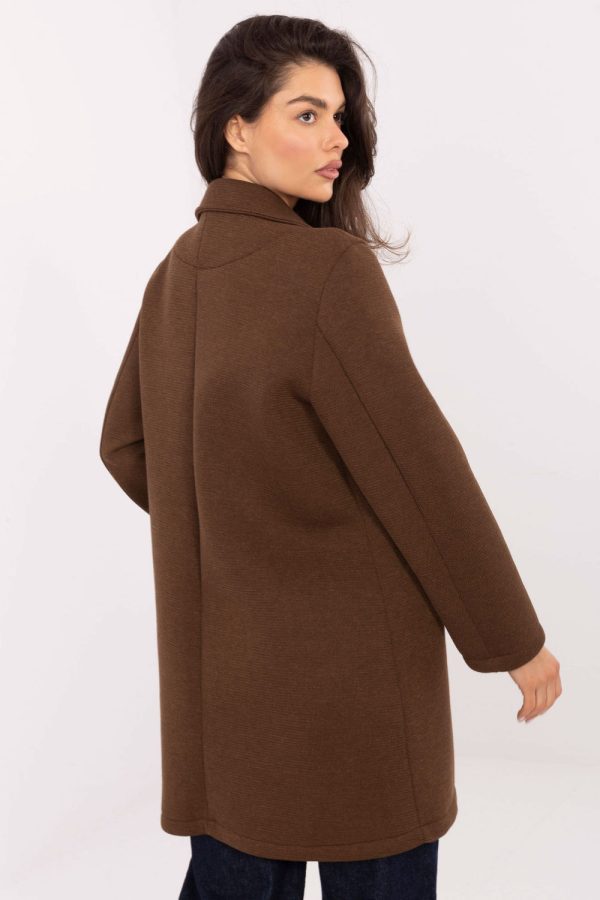 Brown Coat in Women`s Coats, Jackets with Spandex, Polyester and Viscose
