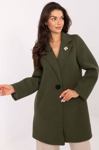 Green Coat in Women`s Coats, Jackets with Spandex, Polyester and Viscose