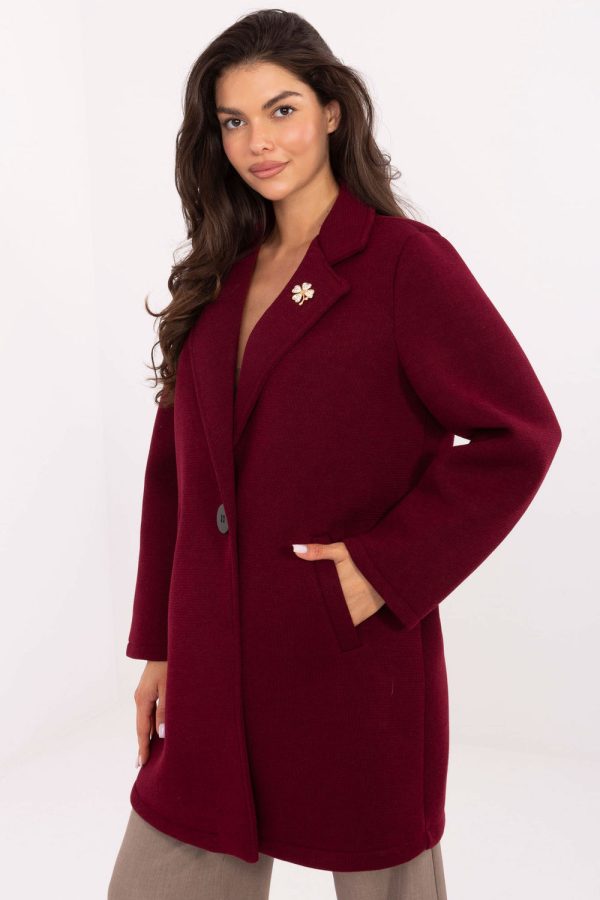 Red Coat in Women`s Coats, Jackets with Spandex, Polyester and Viscose