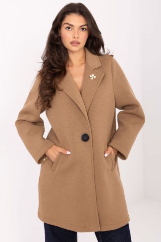Brown Coat in Women`s Coats, Jackets of Spandex, Polyester and Viscose for Adult Women from Oomph! 218412
