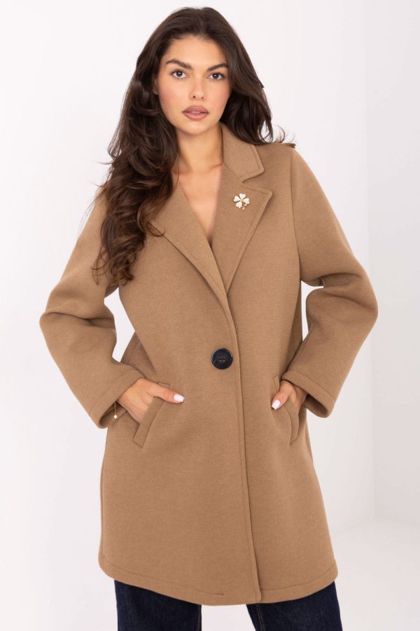Brown Coat in Women`s Coats, Jackets of Spandex, Polyester and Viscose for Adult Women from Oomph! 218412