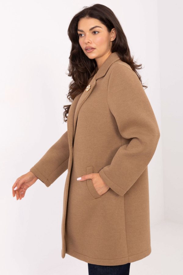Brown Coat in Women`s Coats, Jackets of Spandex, Polyester and Viscose for Adult Women from Oomph! 218412