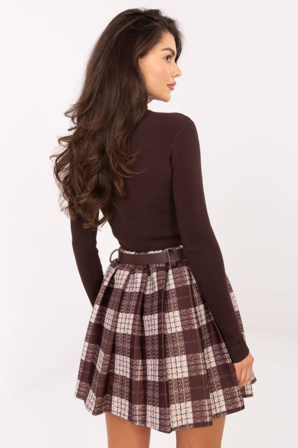 Brown Short Skirt in Skirts with Polyester