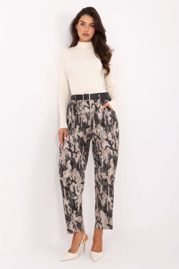 Beige Women's Pants in Pants, Trousers, Shorts with Spandex, Polyester and Viscose