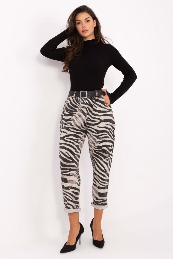 Beige Women Trousers in Pants, Trousers, Shorts with Spandex, Polyester and Viscose