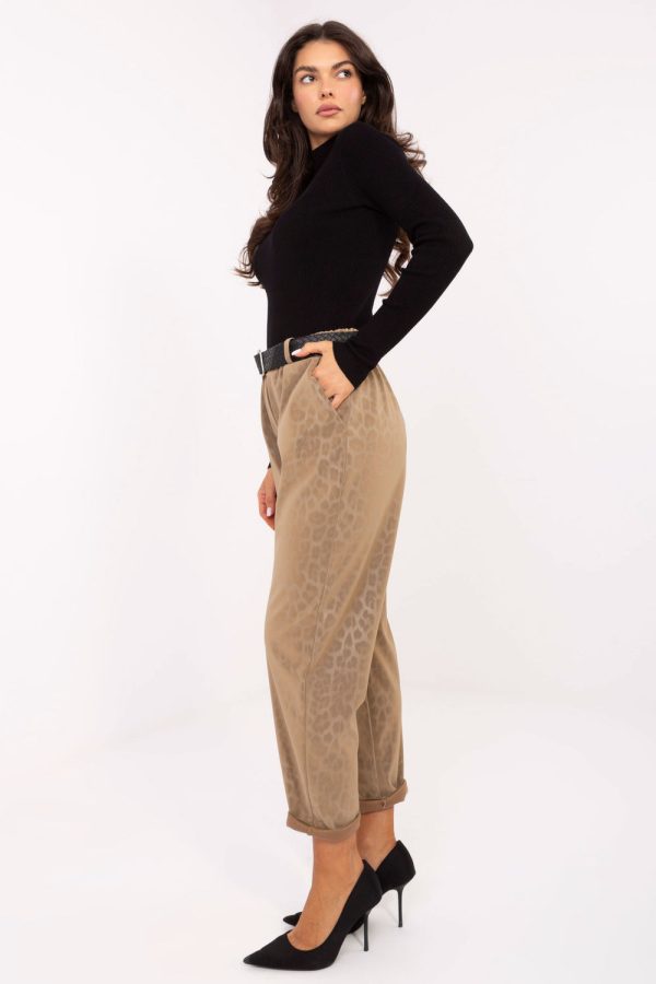 Brown Women's Pants in Pants, Trousers, Shorts with Spandex, Nylon and Viscose